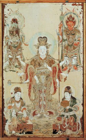 Benzaiten Kariteimo Kenrochijin and Two Divine Generals.jpg